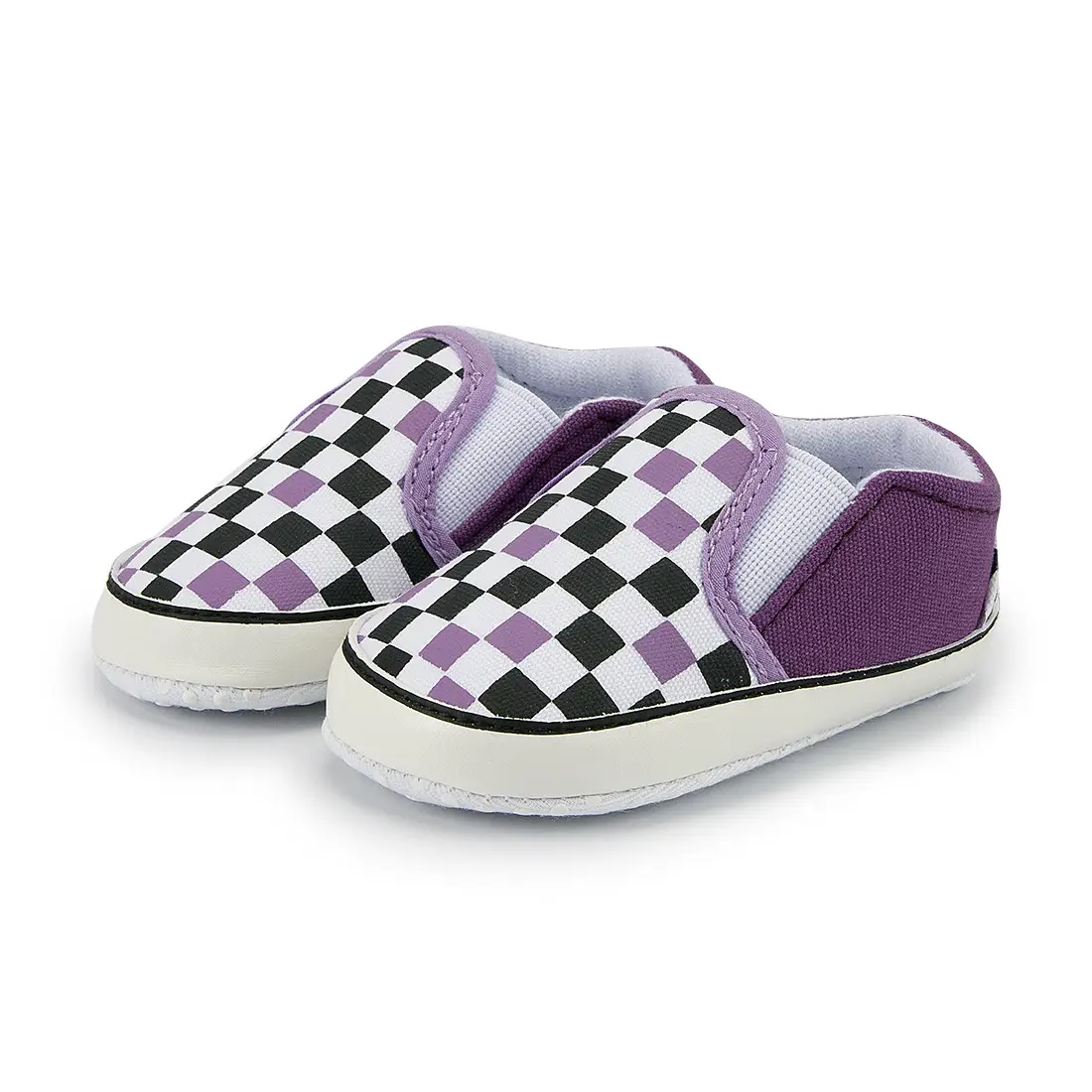 Baby Slip-On Shoes Black Checkered 0-1 Year Old