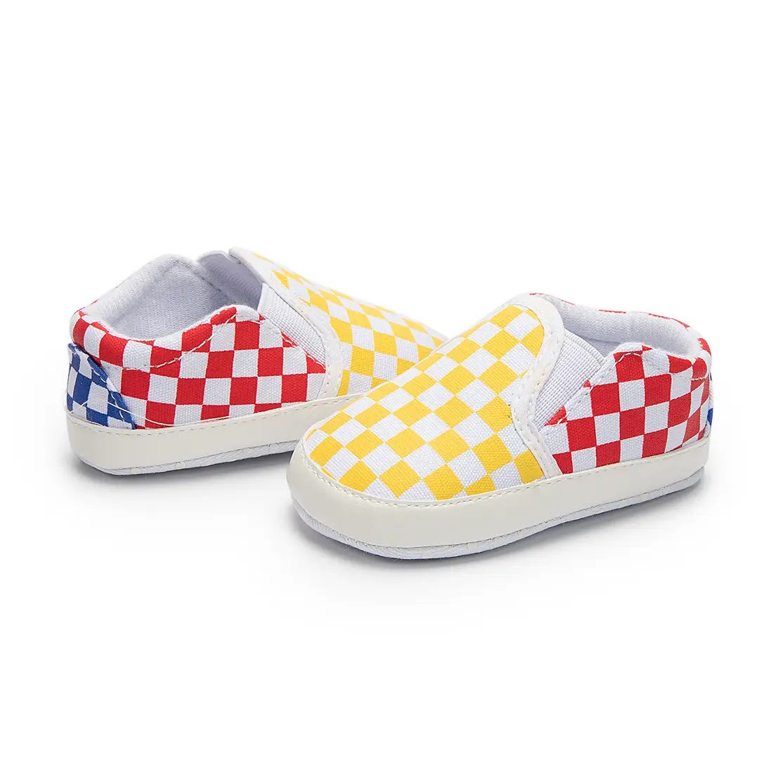 Baby Slip-On Shoes Black Checkered 0-1 Year Old