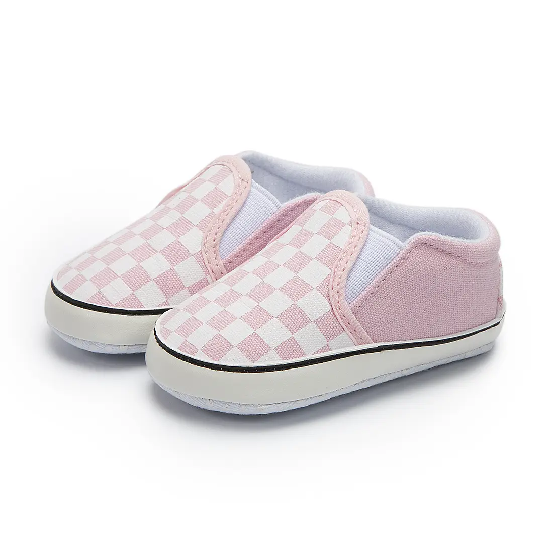 Baby Slip-On Shoes Black Checkered 0-1 Year Old