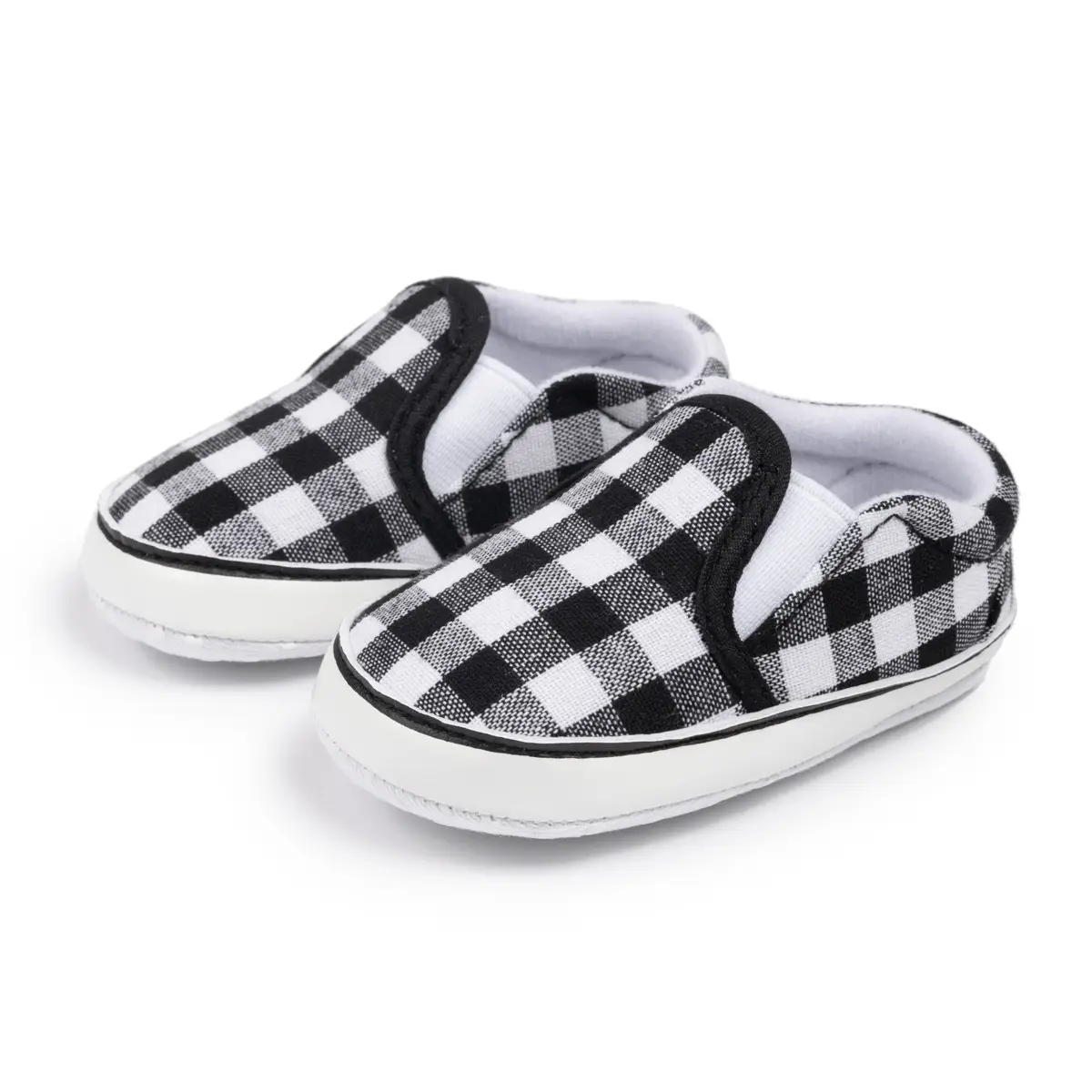 Baby Slip-On Shoes Black Checkered 0-1 Year Old