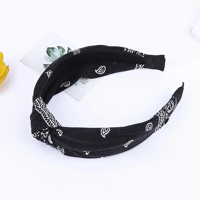 Black Knotted Hairband for Women Boho Style Wide Brim Pressure Hair Hoop - Image 3