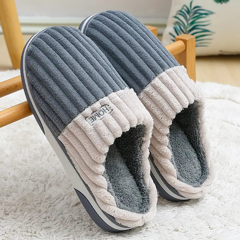 Women's Pink Thick Plush Winter Slippers - Image 3