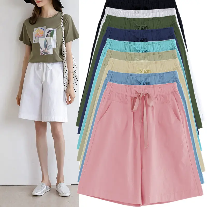 Women's Black Loose Summer Shorts High Waist 100kg