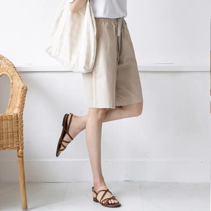 Women's Black Loose Summer Shorts High Waist 100kg