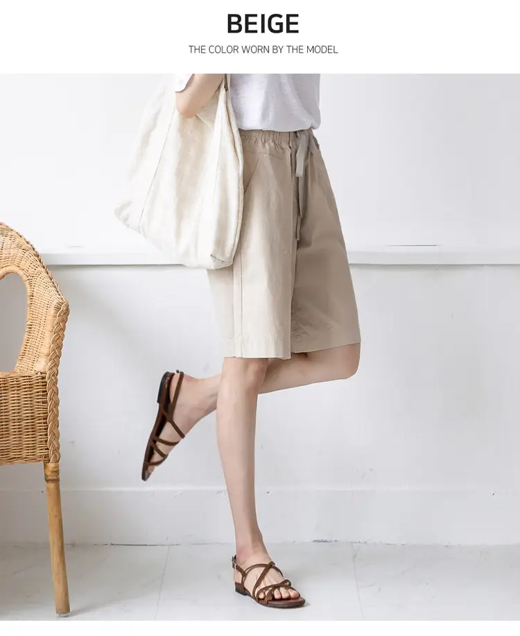 Women's Black Loose Summer Shorts High Waist 100kg — feature 11