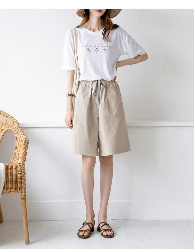 Women's Black Loose Summer Shorts High Waist 100kg — feature 14