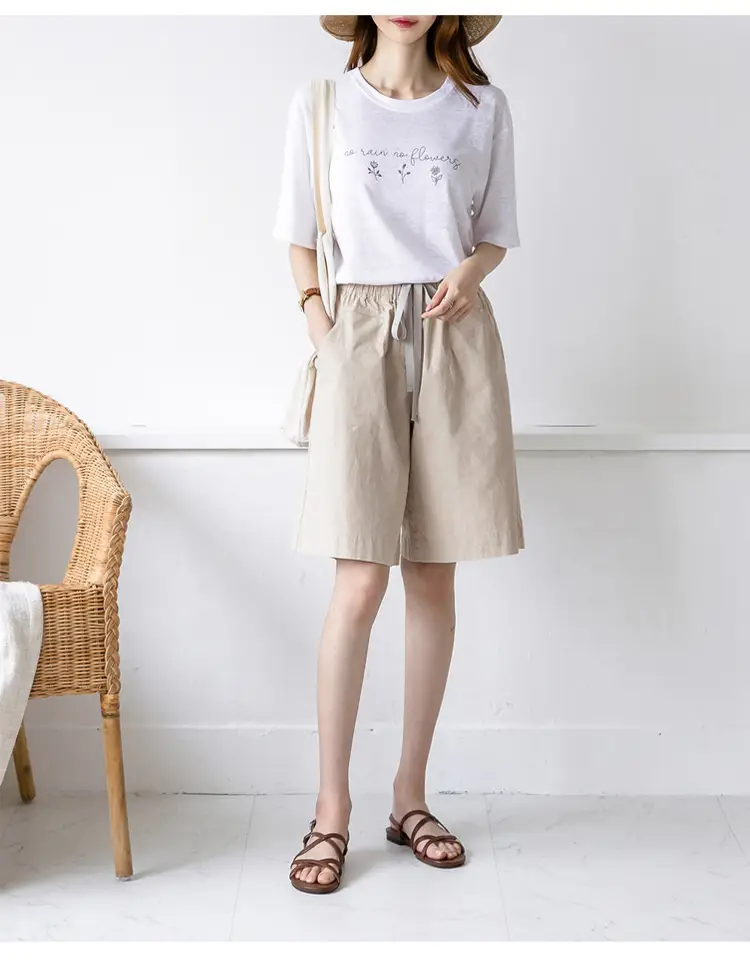 Women's Black Loose Summer Shorts High Waist 100kg — feature 16