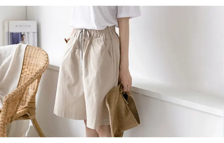 Women's Black Loose Summer Shorts High Waist 100kg — feature 4