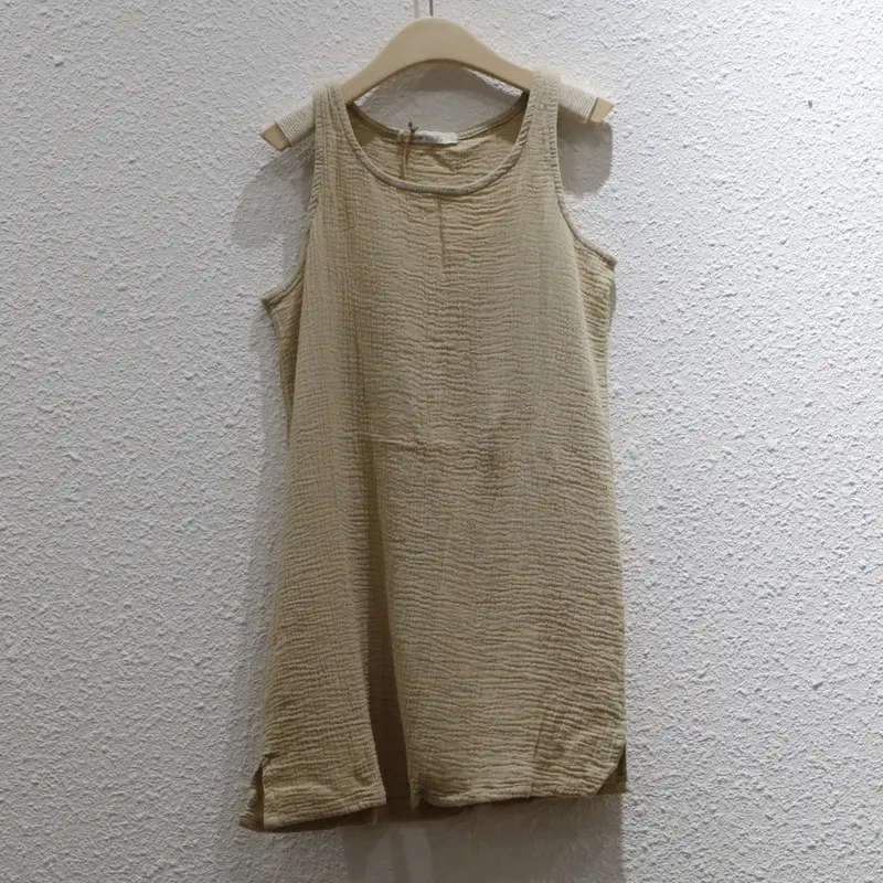 Women's 2024 Cotton Linen Vest Beige Loose Fit - Image 6