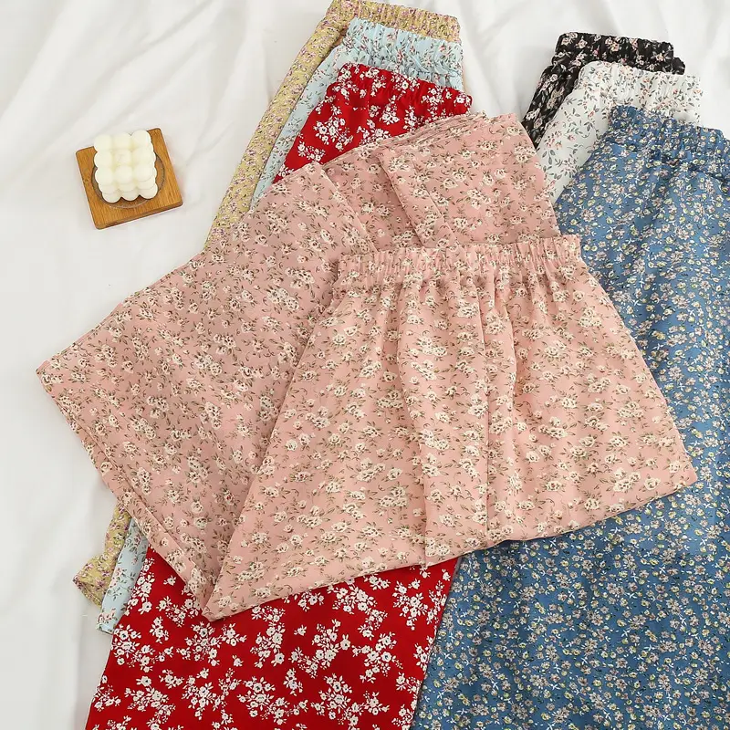 Red Floral Drape Skirt Mid Length High Waist Women — feature 20