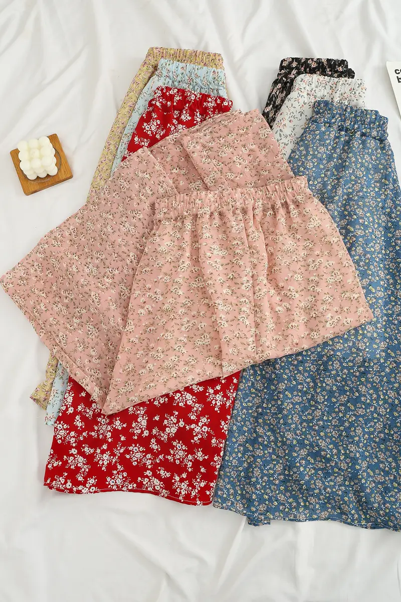 Red Floral Drape Skirt Mid Length High Waist Women — feature 21