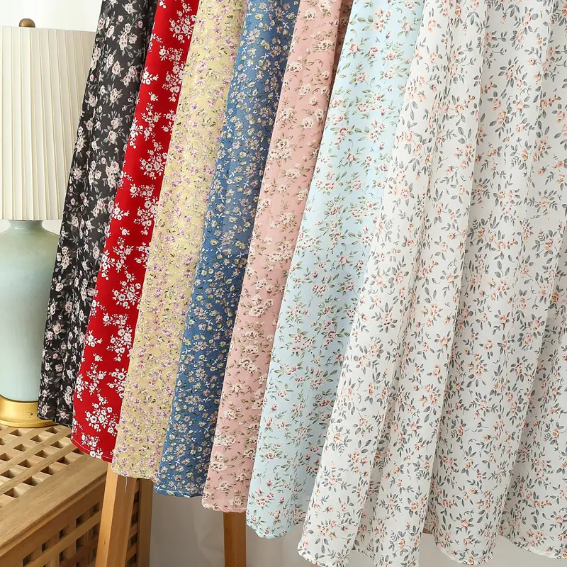 Red Floral Drape Skirt Mid Length High Waist Women — feature 32