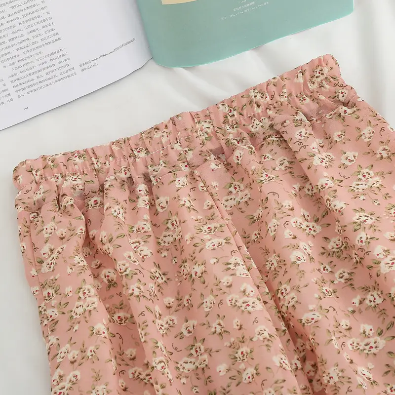 Red Floral Drape Skirt Mid Length High Waist Women — feature 6