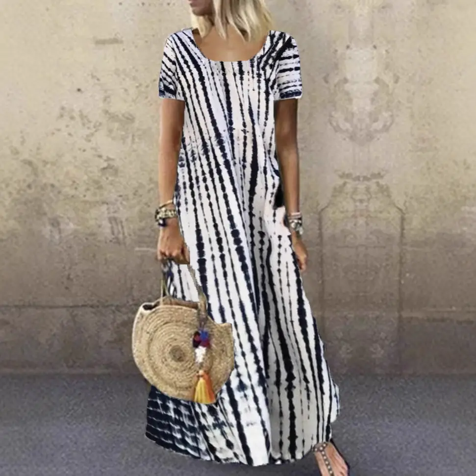 Purple Tie-dye Long Dress for Women Summer Casual Wear - Image 10