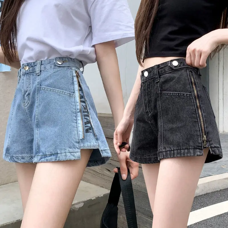 Women Side Zipper Denim Shorts High Waist 2021 - Image 3