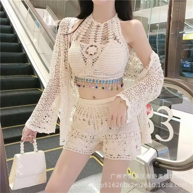 New Summer Lace Shorts Set with Tassel & Sunscreen - Image 116