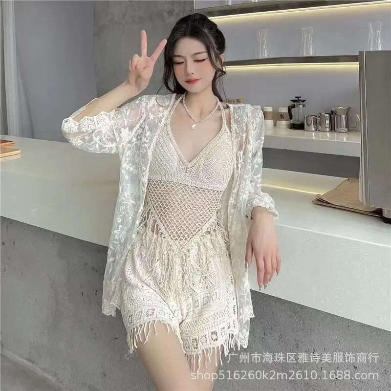 New Summer Lace Shorts Set with Tassel & Sunscreen - Image 121