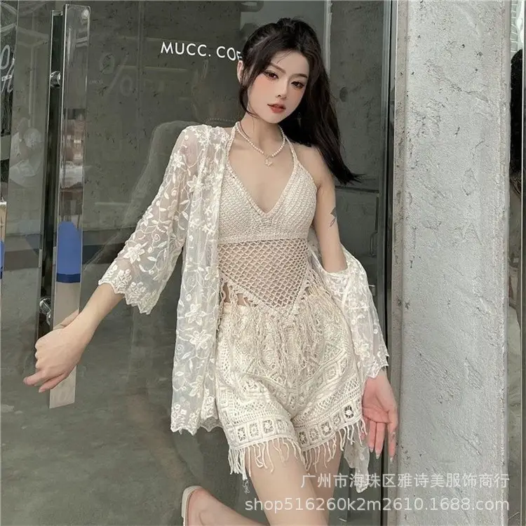 New Summer Lace Shorts Set with Tassel & Sunscreen - Image 124