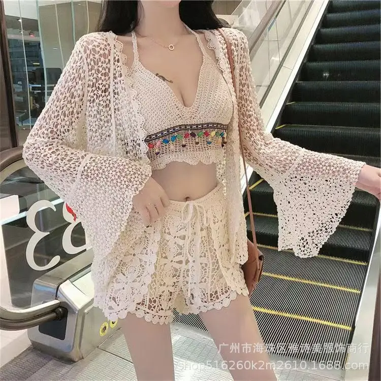 New Summer Lace Shorts Set with Tassel & Sunscreen - Image 144