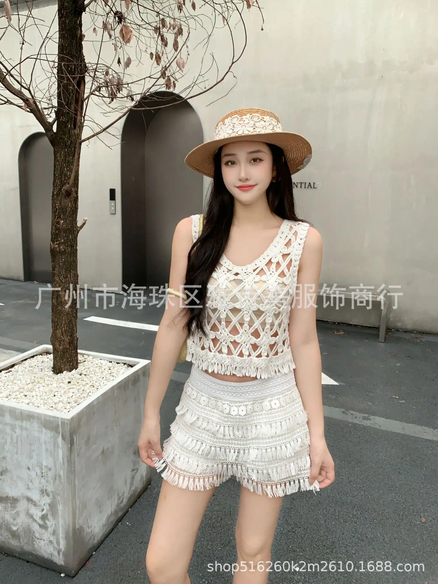 New Summer Lace Shorts Set with Tassel & Sunscreen - Image 146