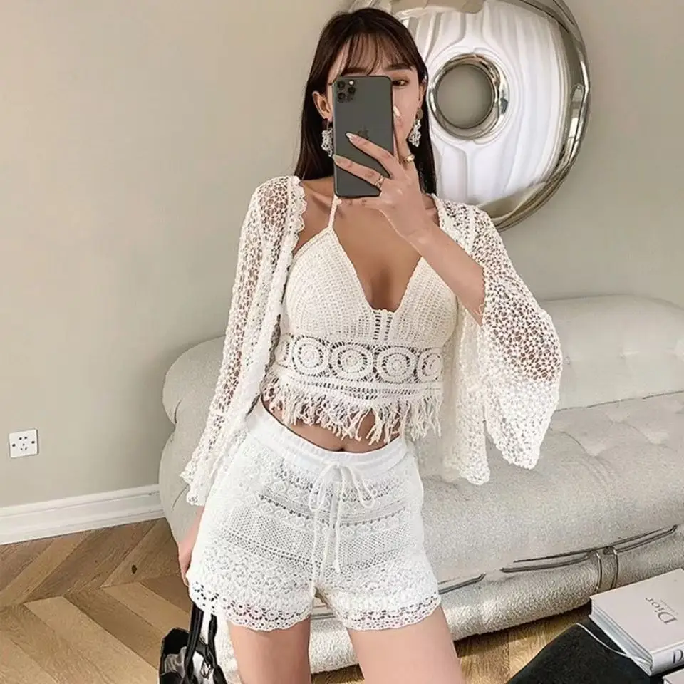 New Summer Lace Shorts Set with Tassel & Sunscreen - Image 164