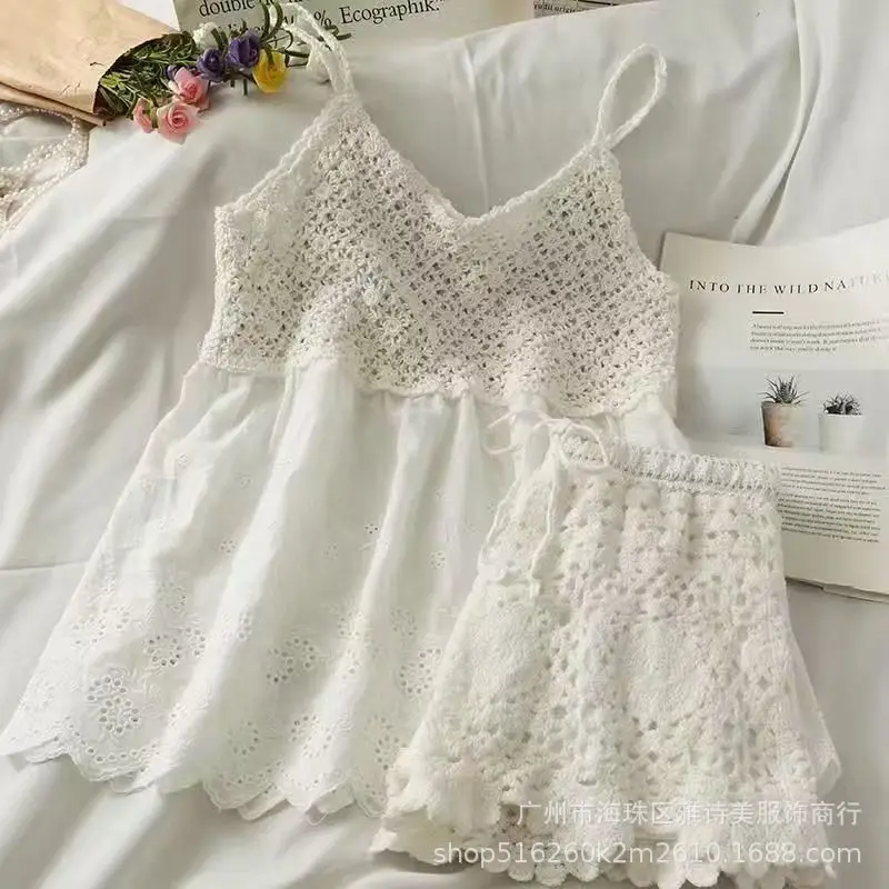 New Summer Lace Shorts Set with Tassel & Sunscreen - Image 57