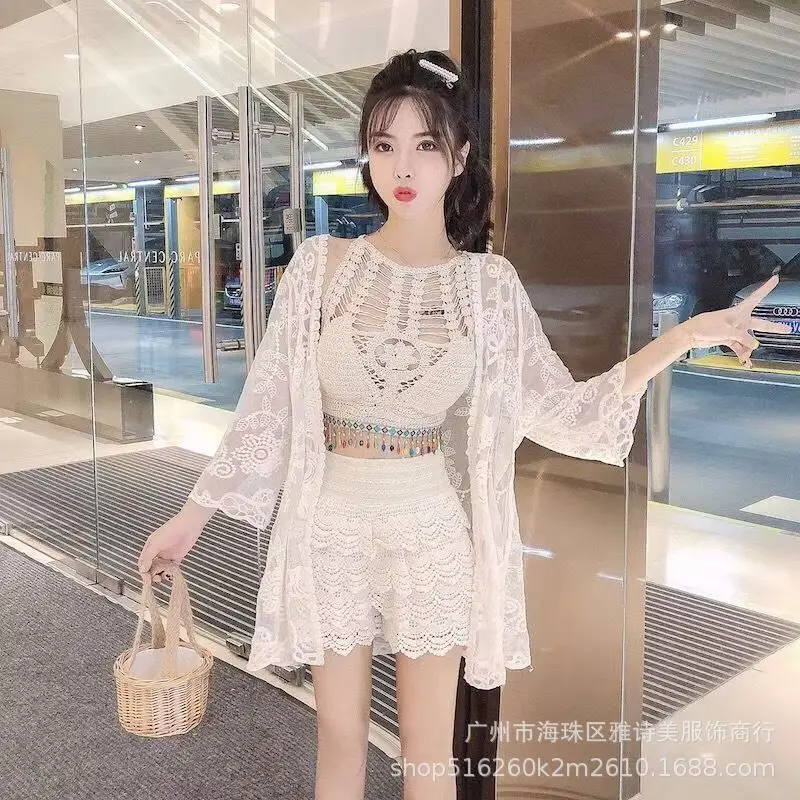 New Summer Lace Shorts Set with Tassel & Sunscreen - Image 78