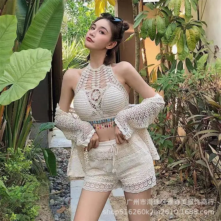 New Summer Lace Shorts Set with Tassel & Sunscreen - Image 89