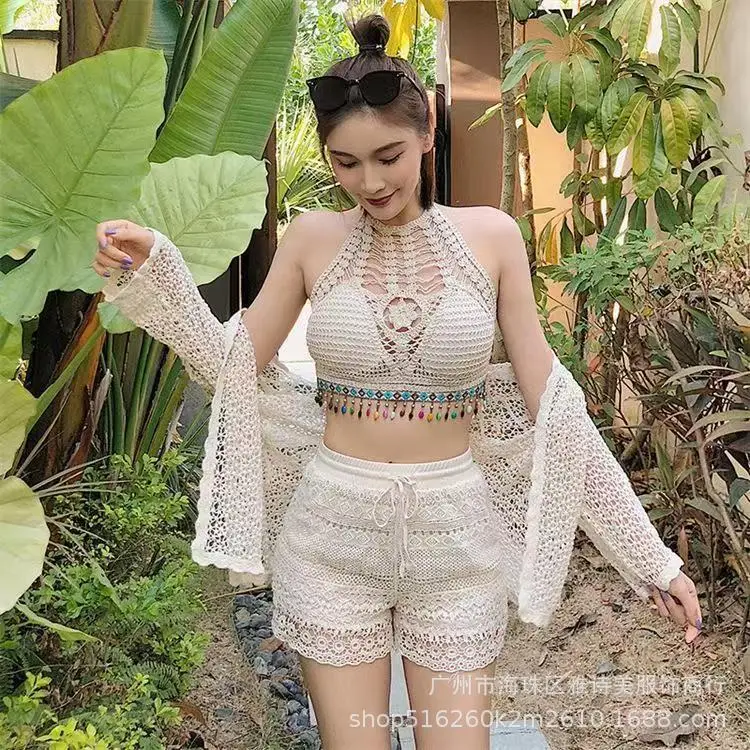 New Summer Lace Shorts Set with Tassel & Sunscreen - Image 93