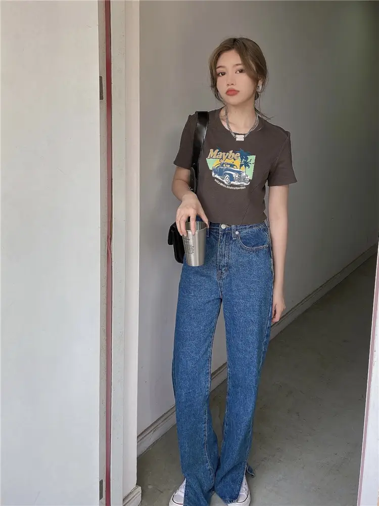 Women Printed T-Shirt Brown 2025 Summer Style — feature 20