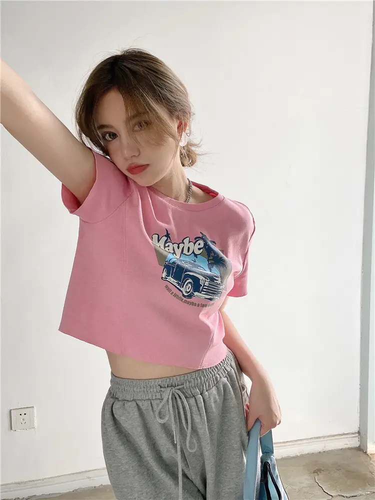 Women Printed T-Shirt Brown 2025 Summer Style — feature 24
