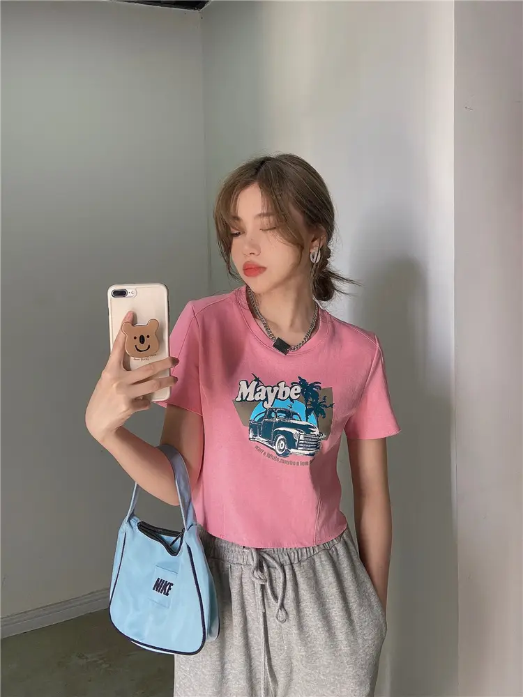 Women Printed T-Shirt Brown 2025 Summer Style — feature 30