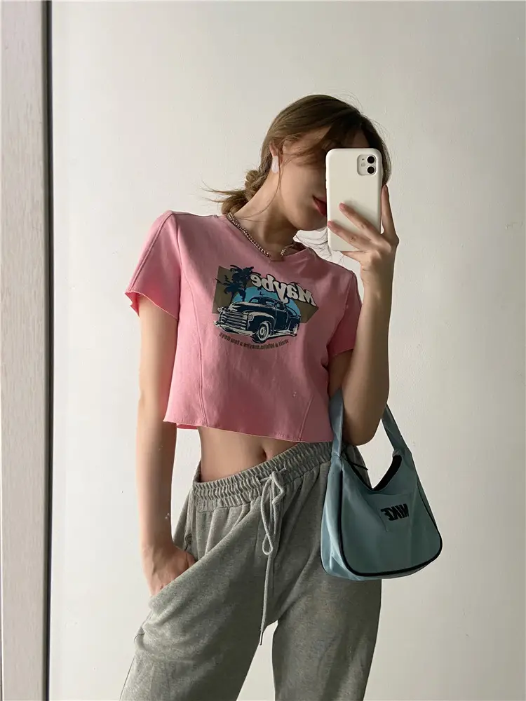 Women Printed T-Shirt Brown 2025 Summer Style — feature 31