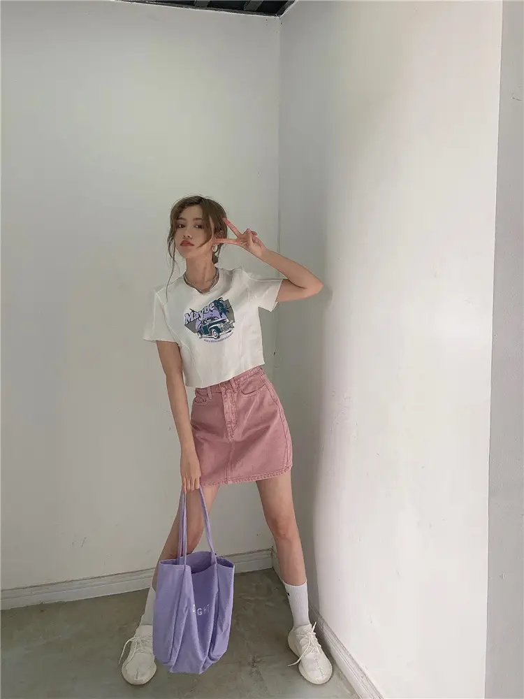 Women Printed T-Shirt Brown 2025 Summer Style — feature 8