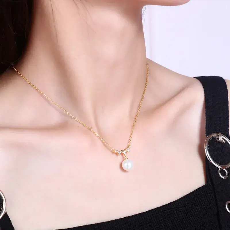 Silver Pearl Clavicle Necklace for Women - Image 2