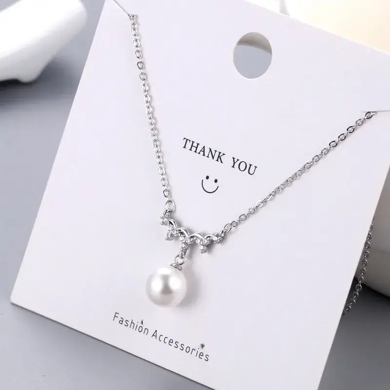 Silver Pearl Clavicle Necklace for Women - Image 4