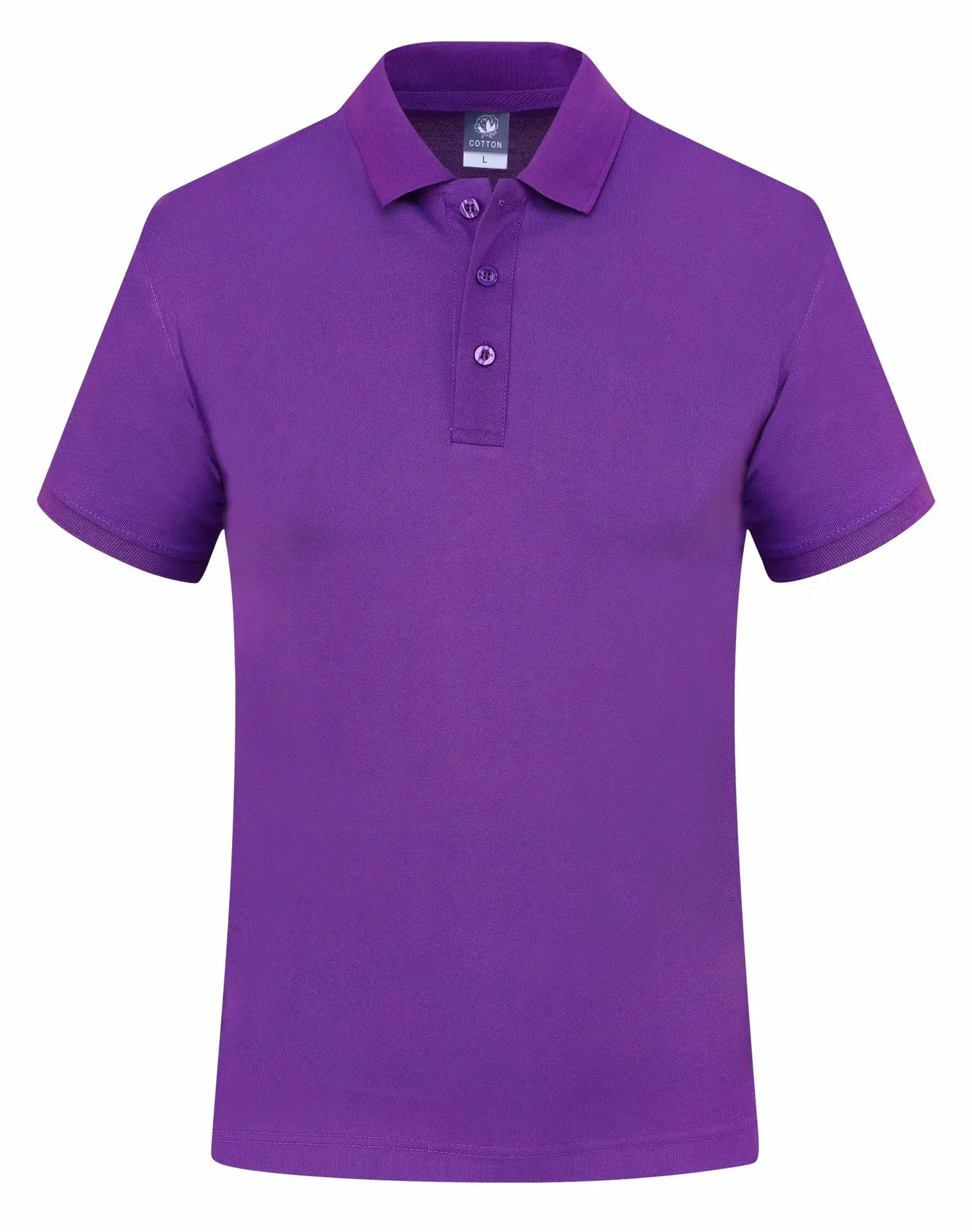 Purple Cotton Polo Shirt for Men Short Sleeve Cozy Fit