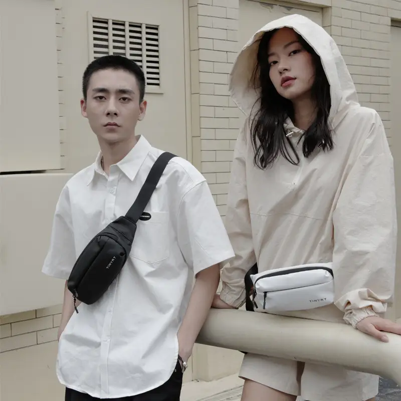 Men's White TINYAT Crossbody Phone Bag - Image 6