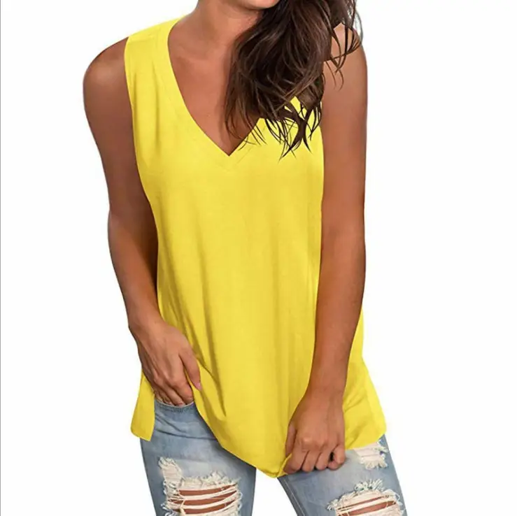 Black V-Neck Sleeveless Vest Top for Women Large - Image 7