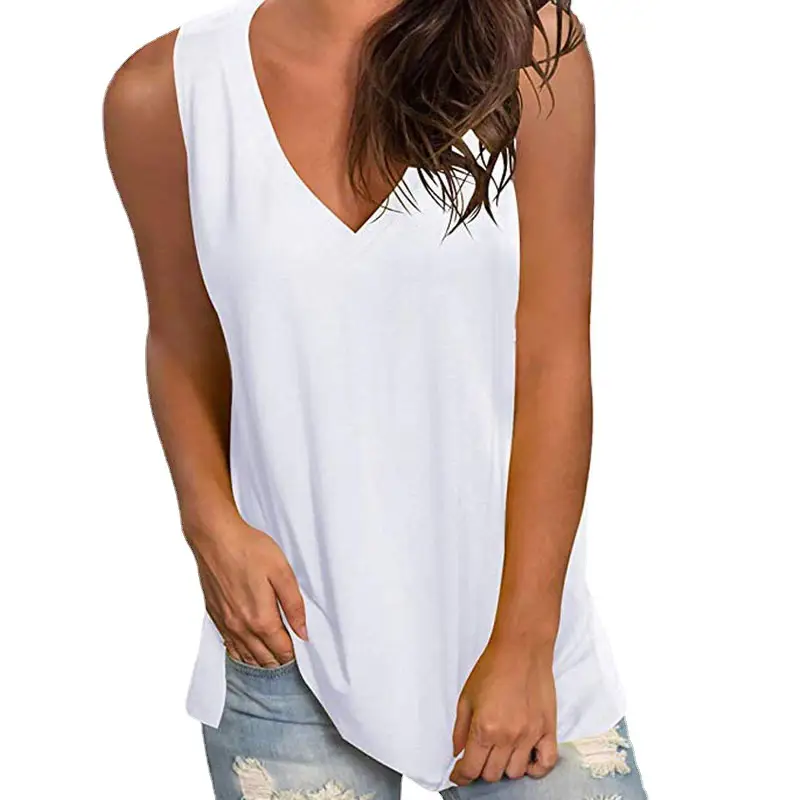 Black V-Neck Sleeveless Vest Top for Women Large - Image 10