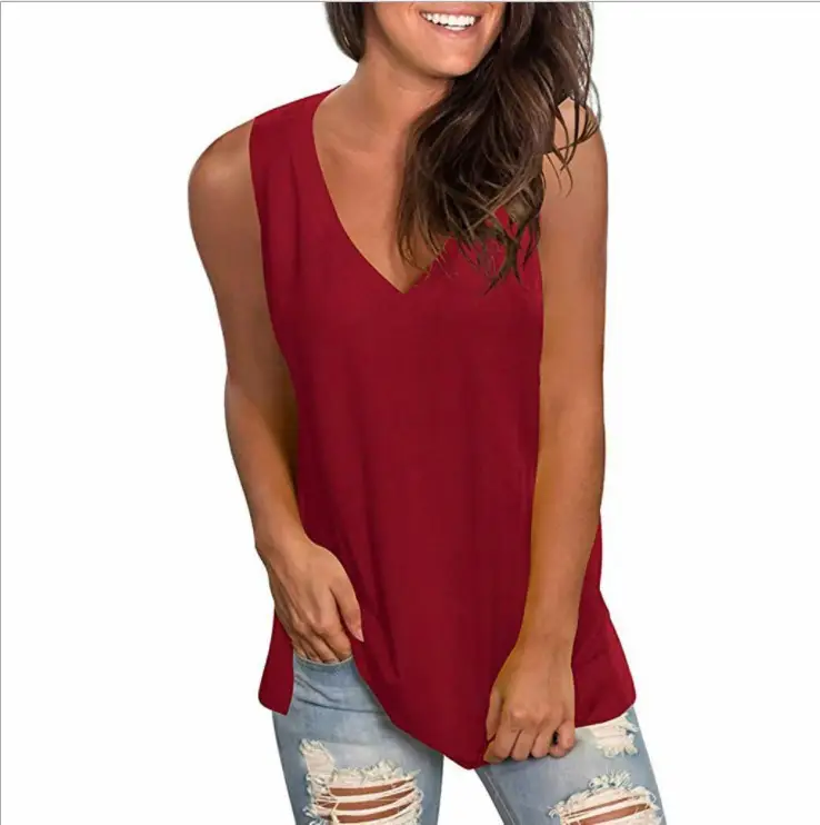 Black V-Neck Sleeveless Vest Top for Women Large - Image 5