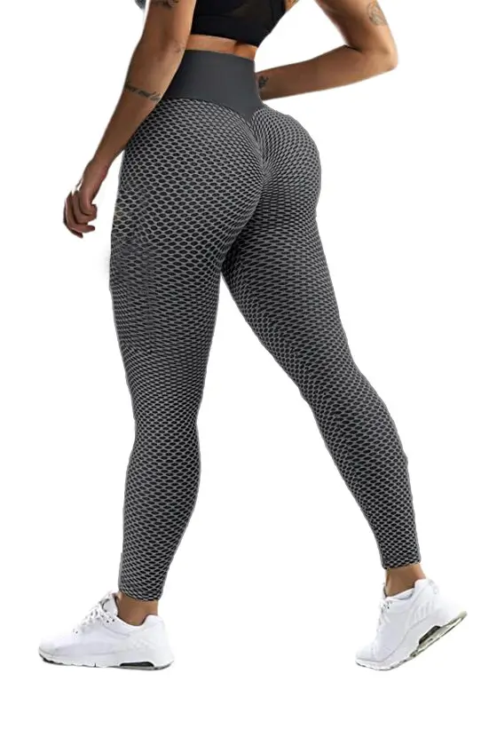 Women's Black Honeycomb High Waist Yoga Pants - Image 7