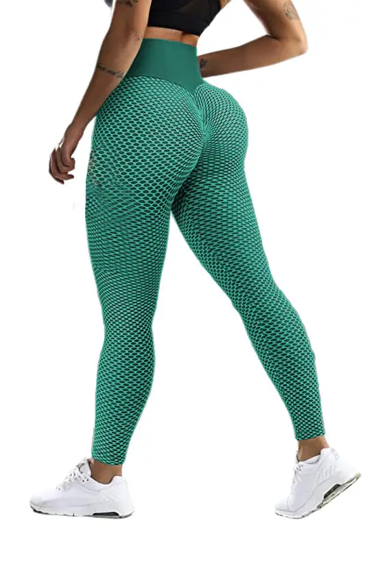 Women's Black Honeycomb High Waist Yoga Pants - Image 8
