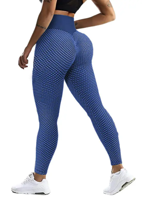 Women's Black Honeycomb High Waist Yoga Pants - Image 9
