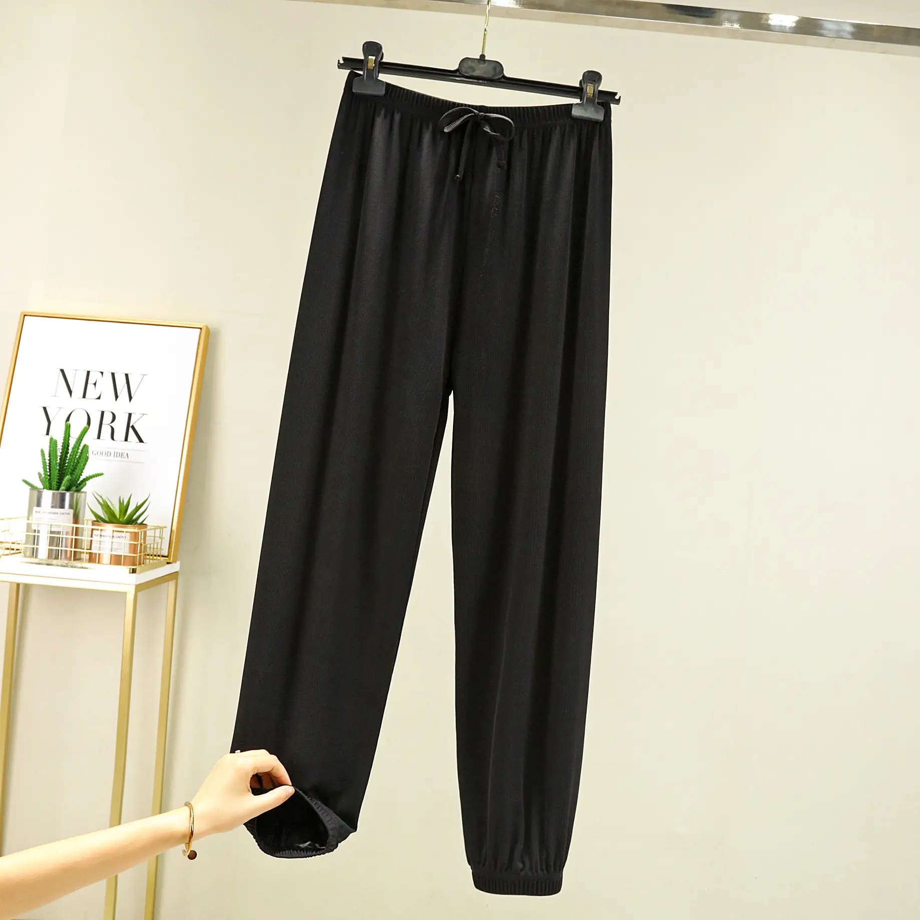Korean Style Ice Silk Ankle Pants Large