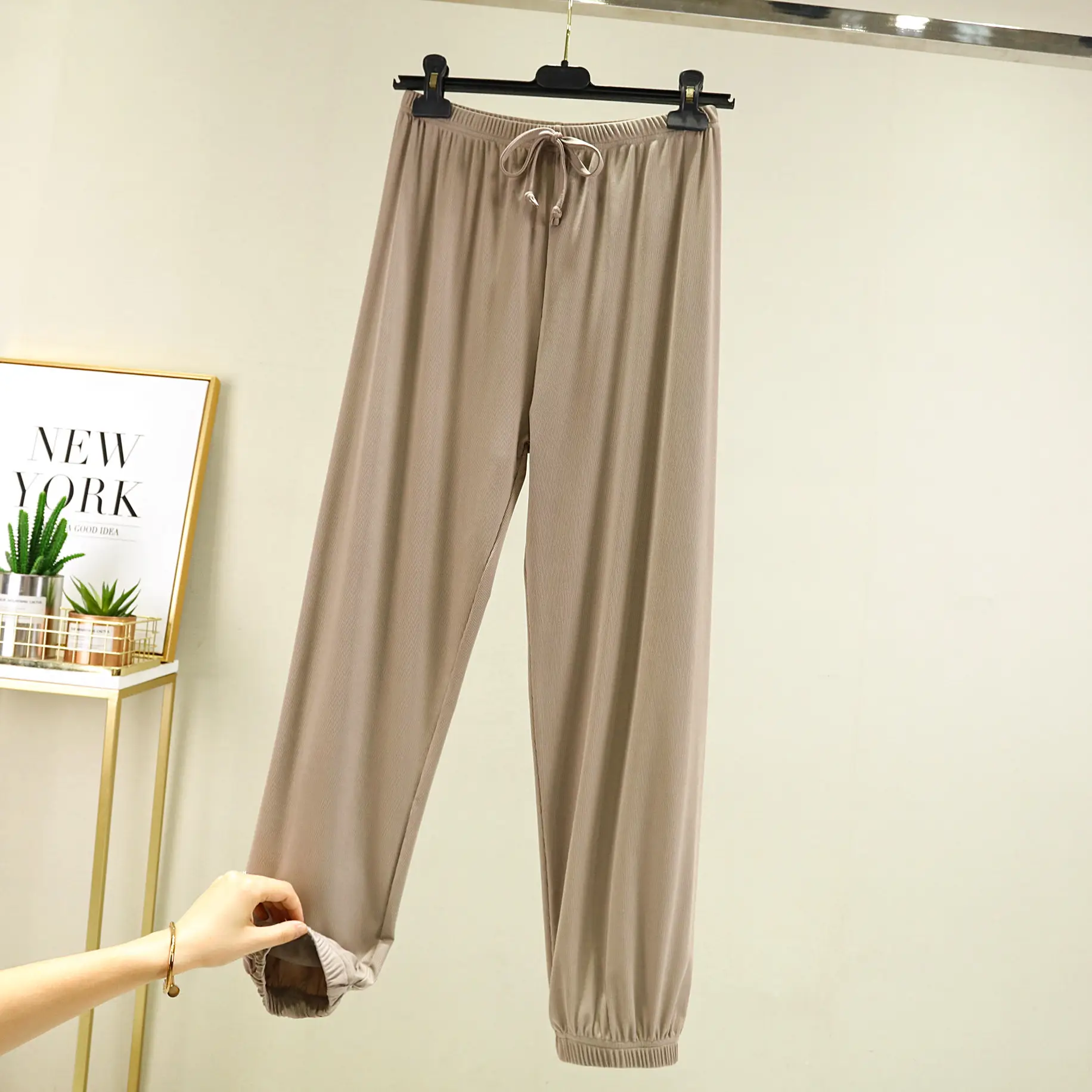 Korean Style Ice Silk Ankle Pants Large