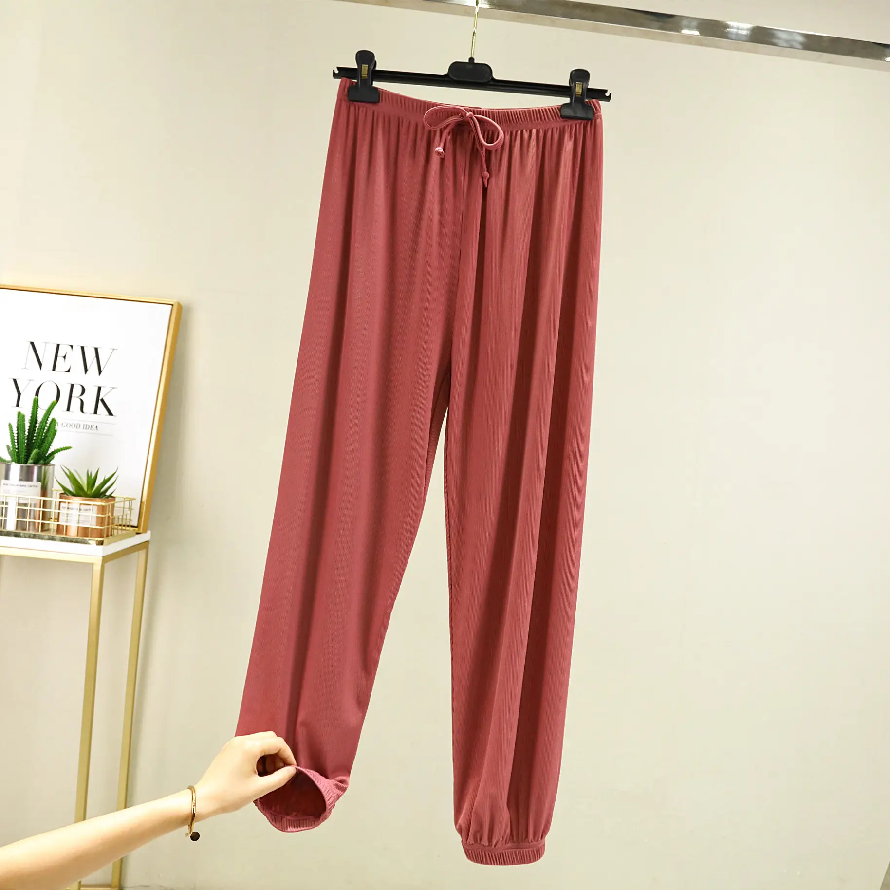 Korean Style Ice Silk Ankle Pants Large