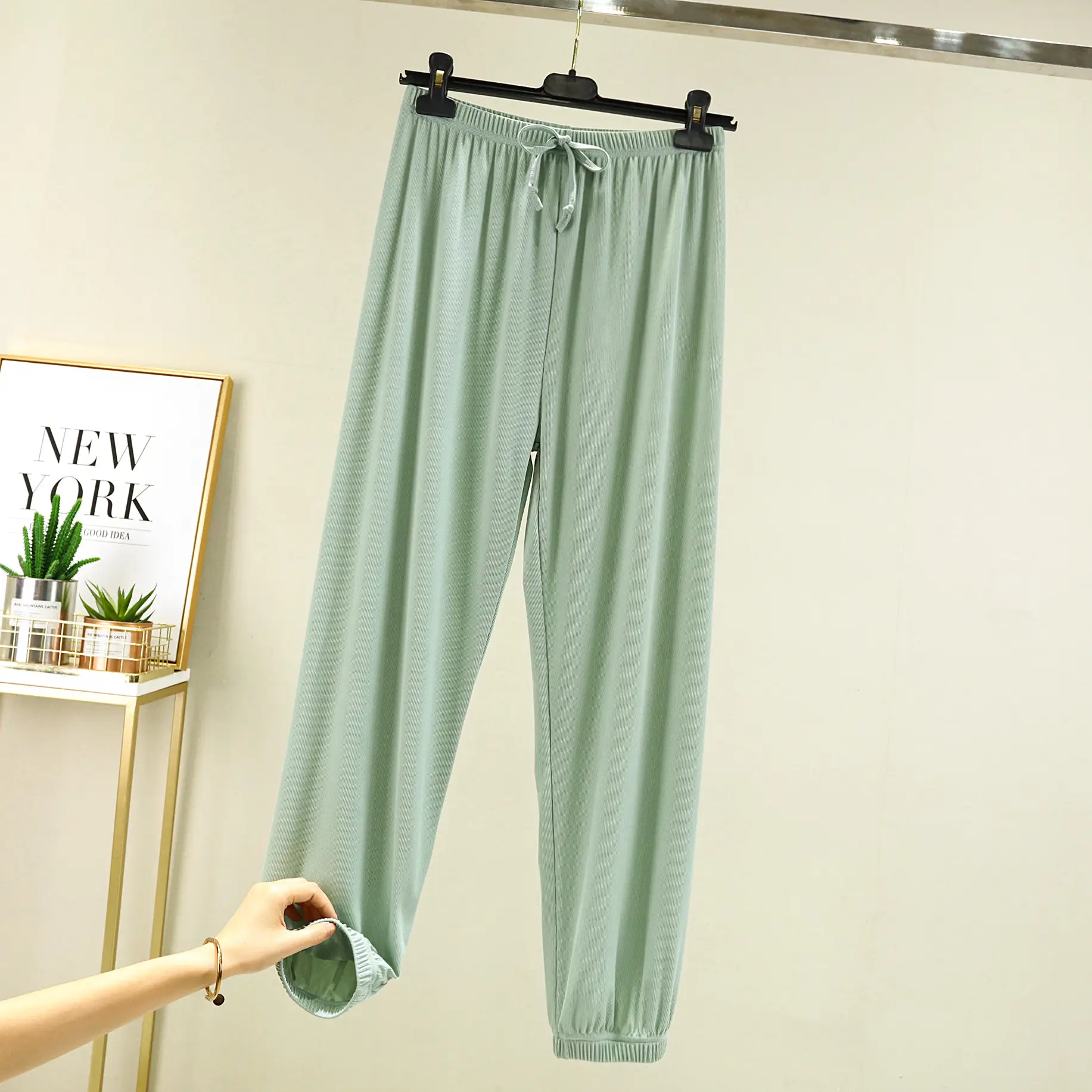 Korean Style Ice Silk Ankle Pants Large