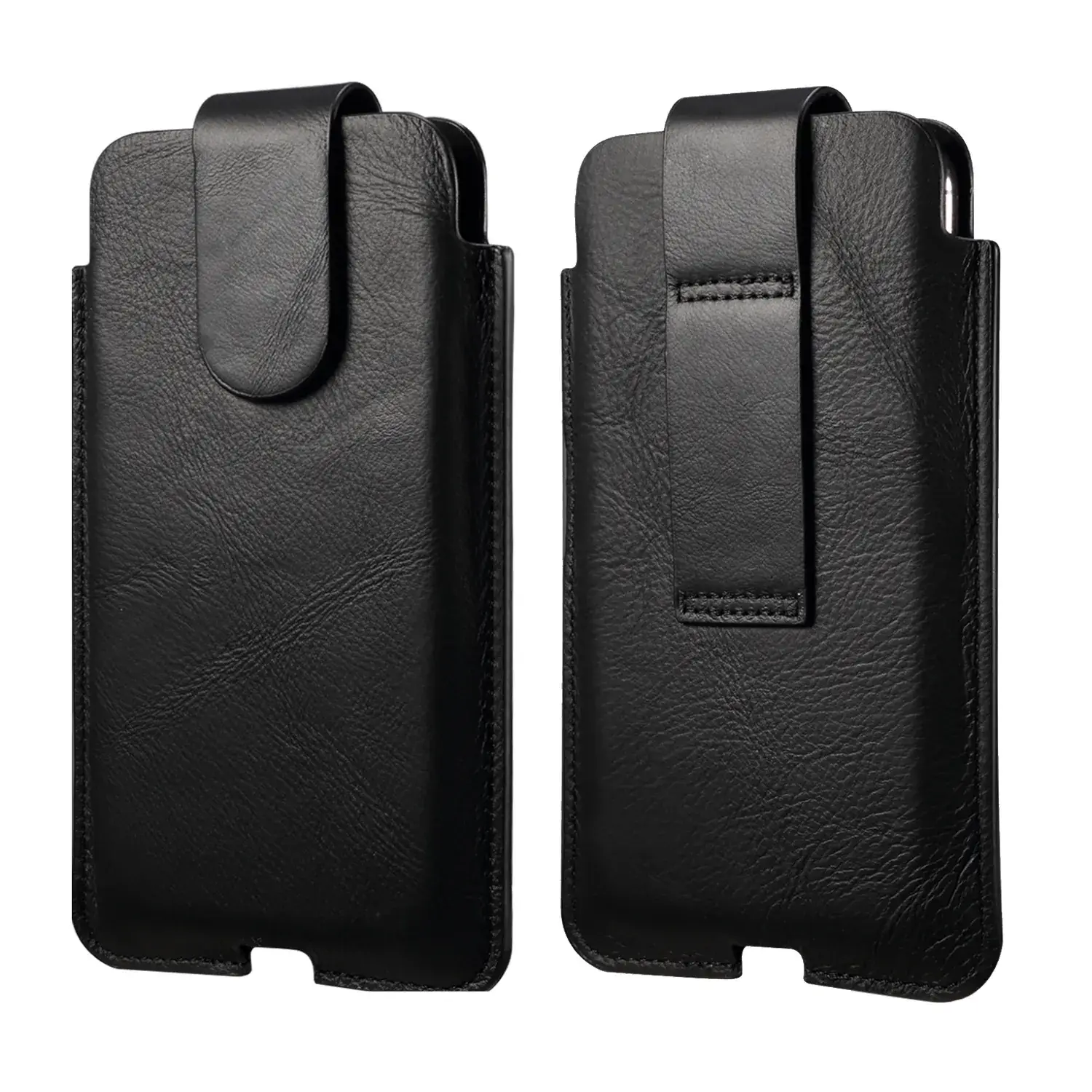 Universal Genuine Leather Magnetic Phone Case Black - Image 3