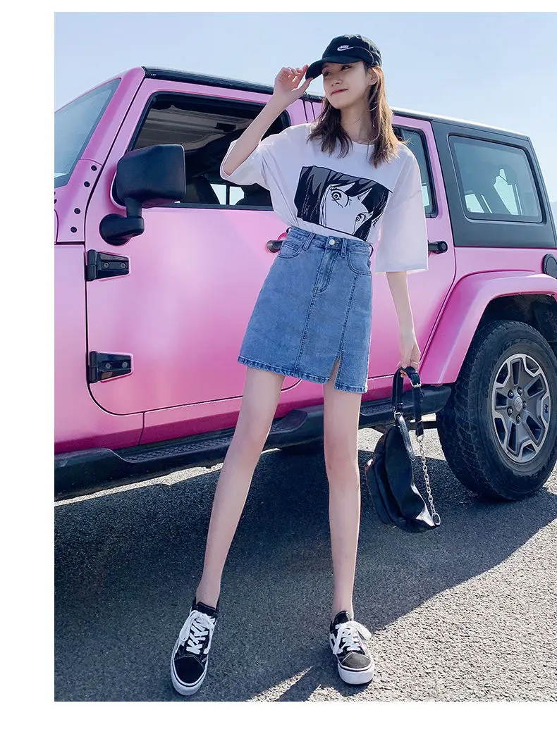 Women High Waist Denim Skirt Summer New Style — feature 14